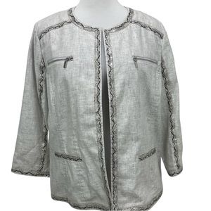 Chico’s Linen Blend Jacket Size 2/Large 12